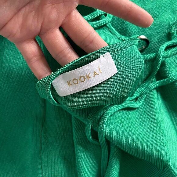 Kookai Green Ribbed Halter Tank w/ Silver Ring Detail – Y2K Retro Chic (Sz 1) - Picture 4 of 5